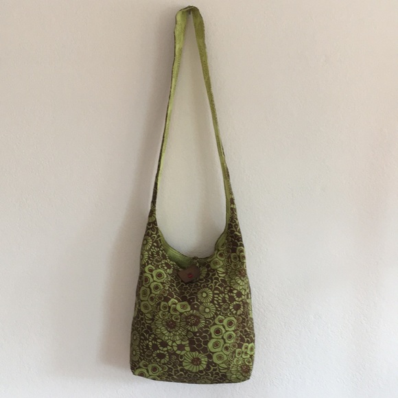 Unique Over-the-Shoulder Green and Brown Print Bag - Picture 2 of 10